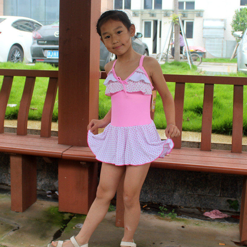 新款耐浪儿童童女连体游泳衣可爱裙式泳装小公主儿童泳衣