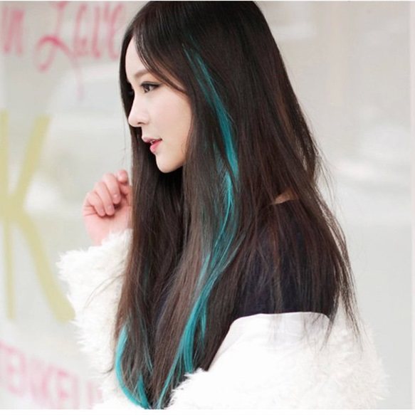 8片装彩色假发片发条发丝挑染假发片彩色头发漂染发无痕接发