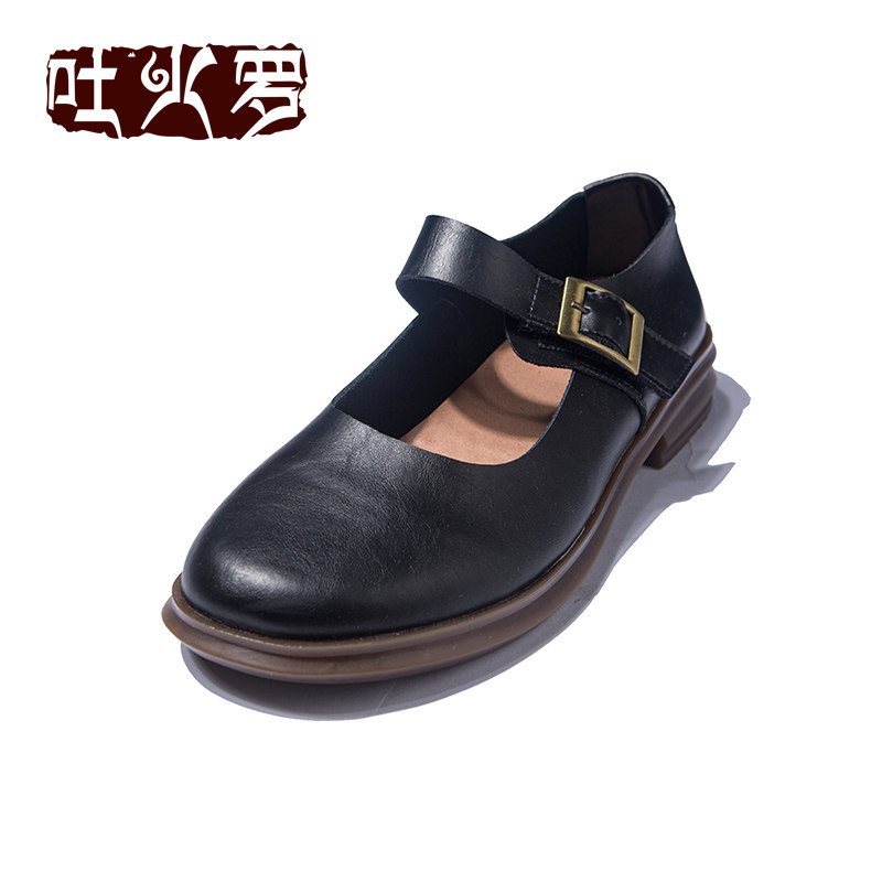吐火罗女鞋2021春季新款舒适软底单鞋复古玛丽珍单鞋