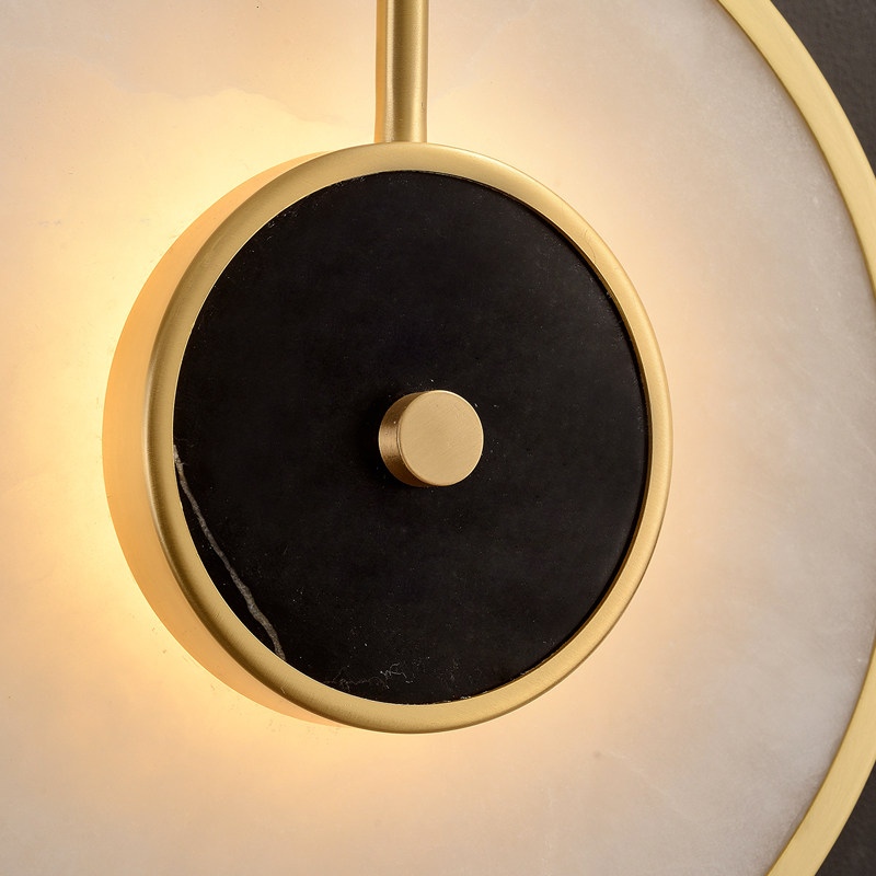 全铜壁灯镜前卧室过道现代简约云石装饰北欧新中式壁灯