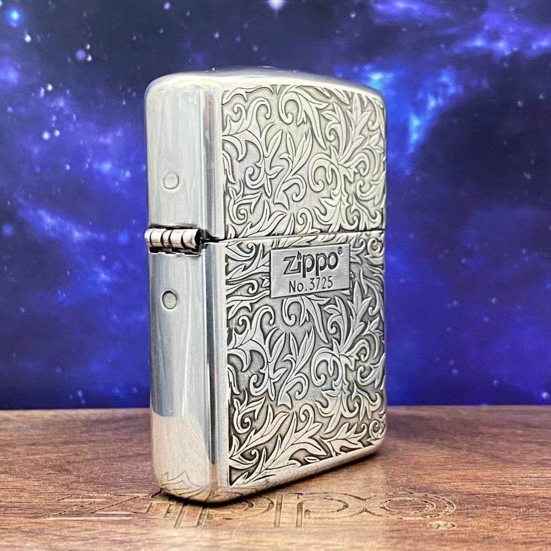 zippo打火机之宝在我心中正品日版镀银双面唐草花卷zippo