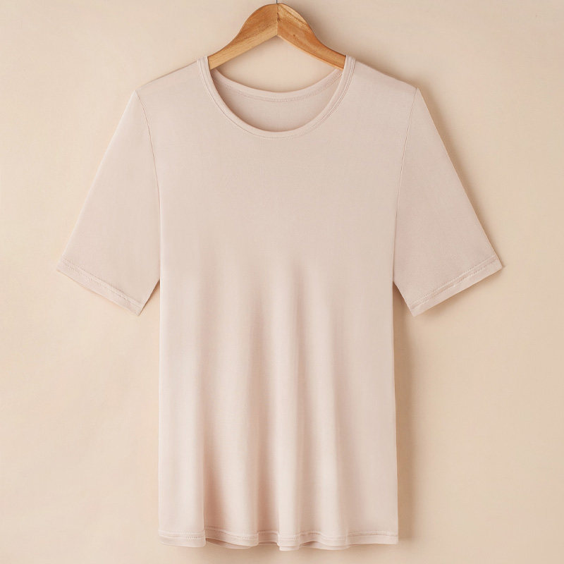 真丝t恤男圆领短袖桑蚕丝大码文化衫夏季运动汗衫睡衣休闲打底衫