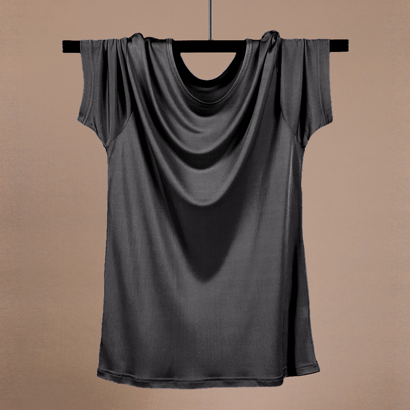 真丝T恤男圆领短袖桑蚕丝大码宽松针织夏运动汗衫睡衣休闲打底衫