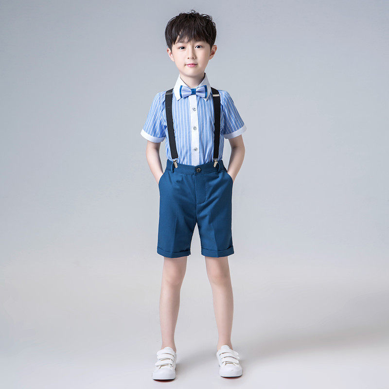 男童短袖小西装马甲套装六一儿童演出服小主持人模特走秀礼服夏季