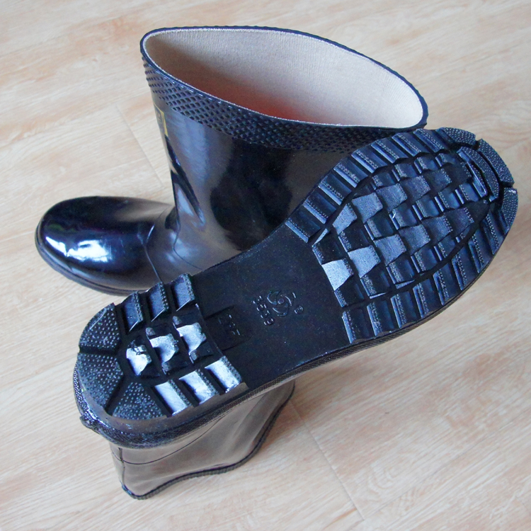 雨鞋正品3539中筒男雄雨靴纯棉内里黑色套鞋雨鞋