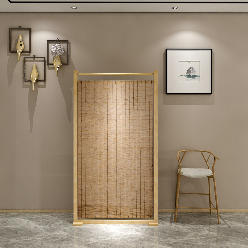 座屏竹帘中式新中式木质办公室日式屏风实木移动座屏