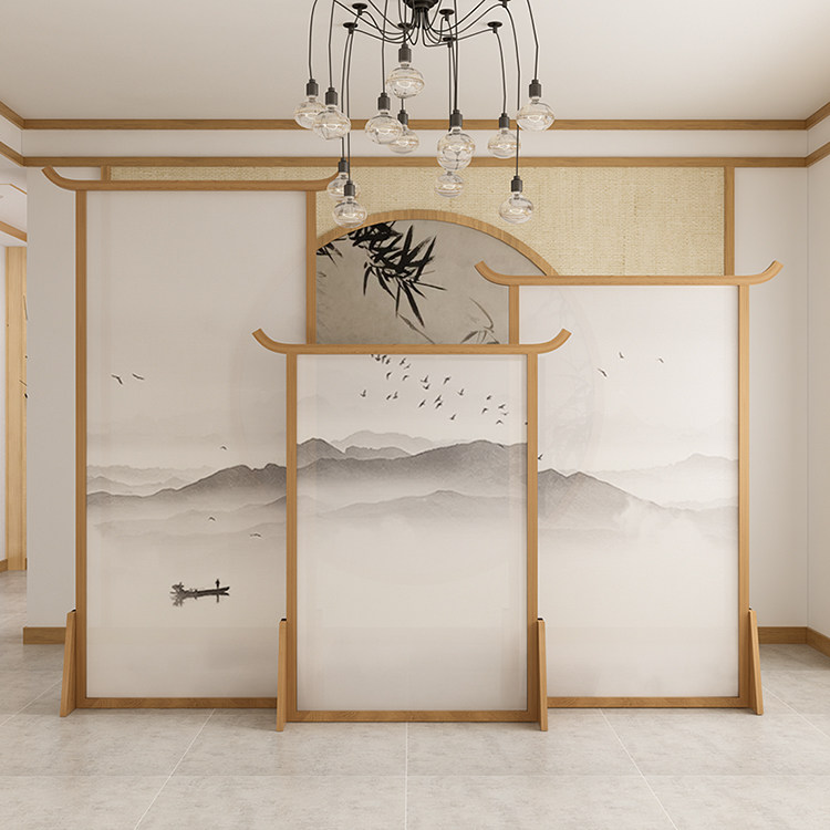 新中式客厅日式艺术茶室办公玄关入户隔断屏风座屏