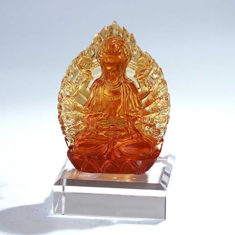 琉璃八大菩萨双面佛像摆件居家佛堂供奉车载装饰摆件