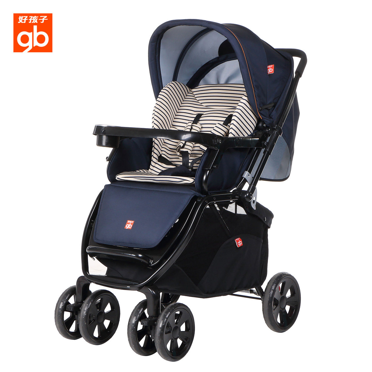 推车好孩子婴儿c400双向全蓬避震折叠可躺高景观四轮推车