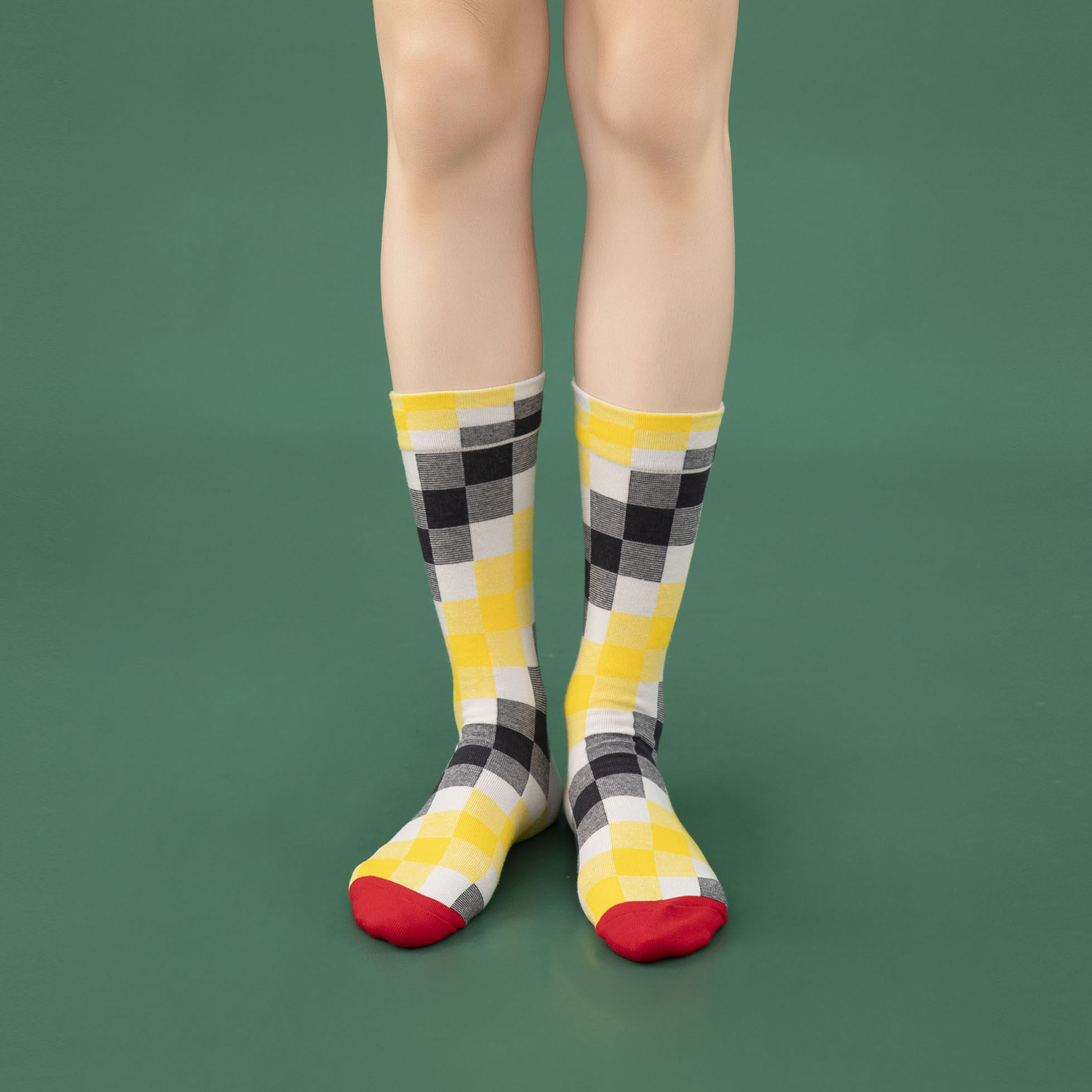 ssweatshop法国设计菱格棕色渐变袜子女卡通休闲中筒运动袜