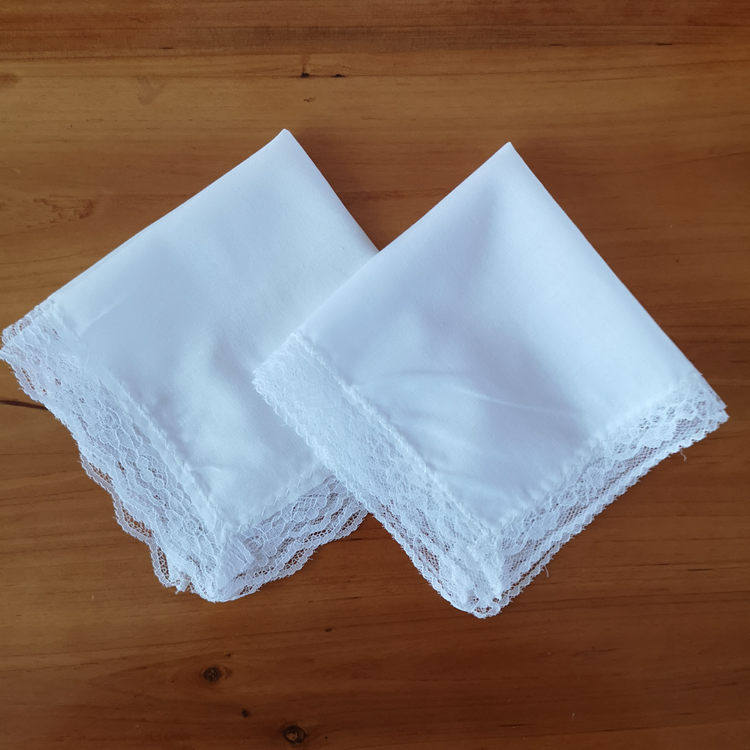 24cm纯棉手绘扎染手绢白手绢手帕蕾丝方巾小方手帕
