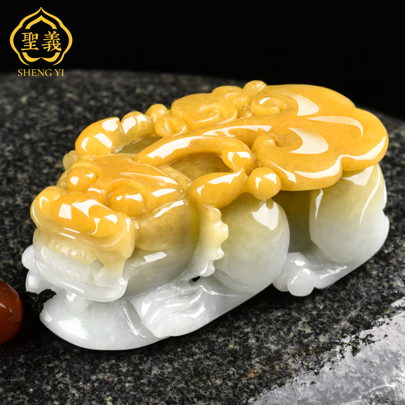 圣义黄翡貔貅吊坠男款项链玉石皮丘招财转运颈饰