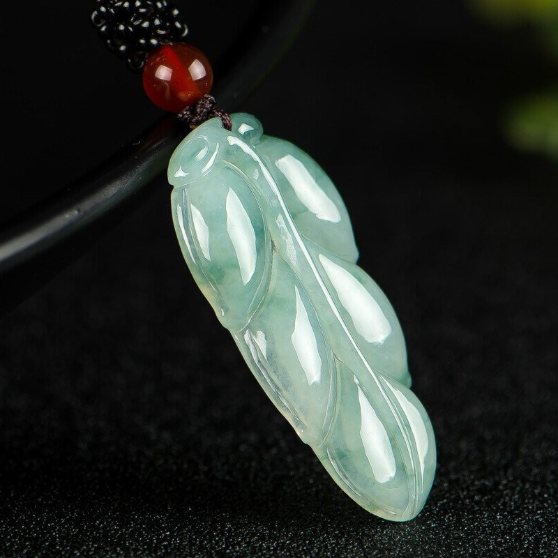 叶子吊坠圣义翡翠金枝玉叶项链锁骨链玉玉坠大业颈饰