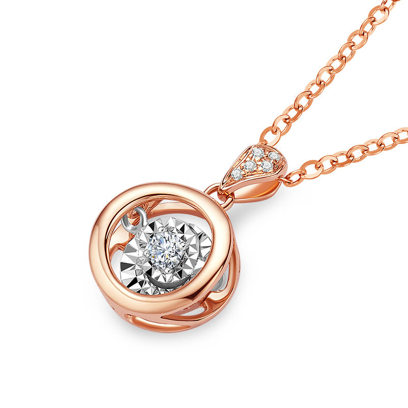 我爱钻石网圆满灵动钻石吊坠18k金钻石项链女真钻正品颈饰锁骨链