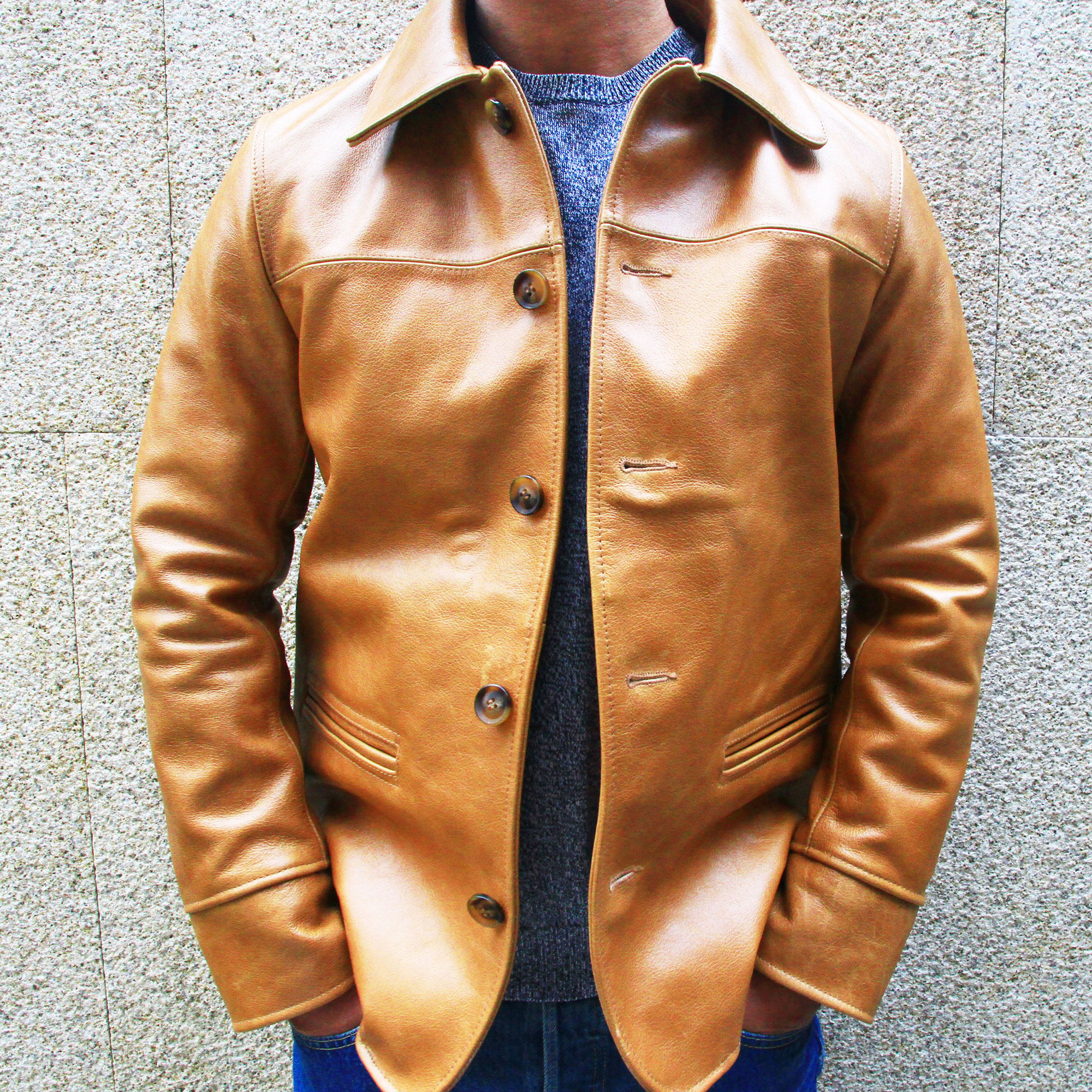 蜡染头层牛皮司闸员皮衣巴基斯坦夹克真皮外套休闲皮衣