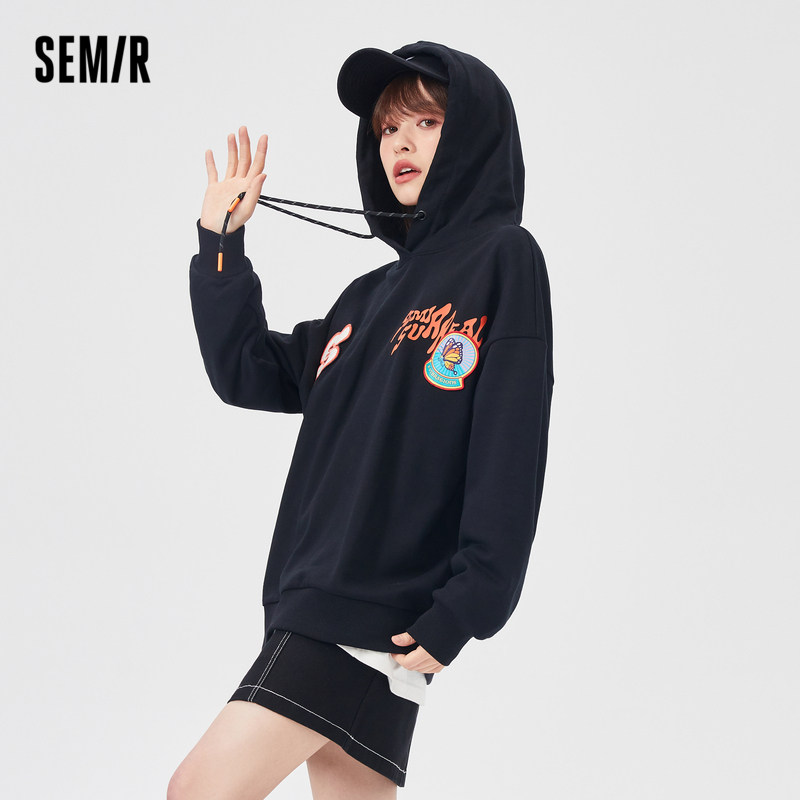 森马卫衣女图案刺绣小众设计2021春秋新款oversize卫衣