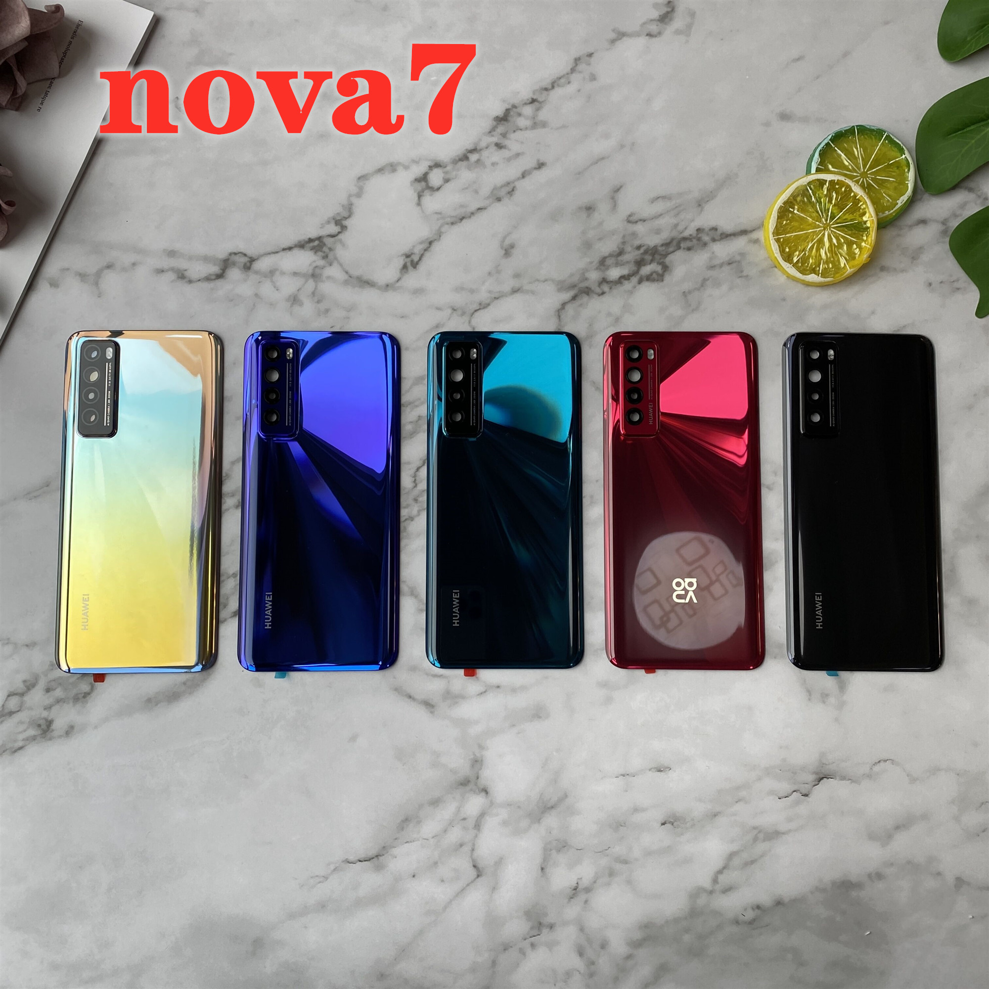 适用华为荣耀nova64g5g原装后盖nova7pro玻璃手机零部件