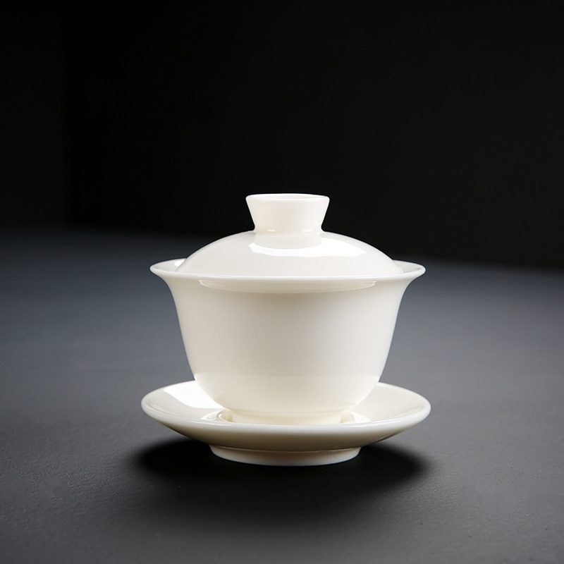 盖碗白瓷象牙福建德化白三才三才玉瓷中国白茶碗盖碗