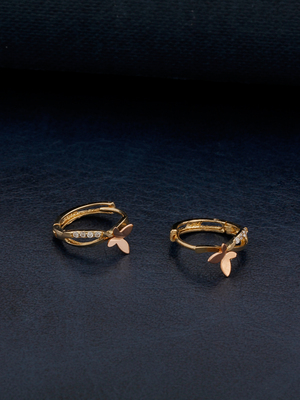 geunyeon瑾妍纯14k黄金耳环女简约百搭彩金蝴蝶结k金耳饰耳扣礼物