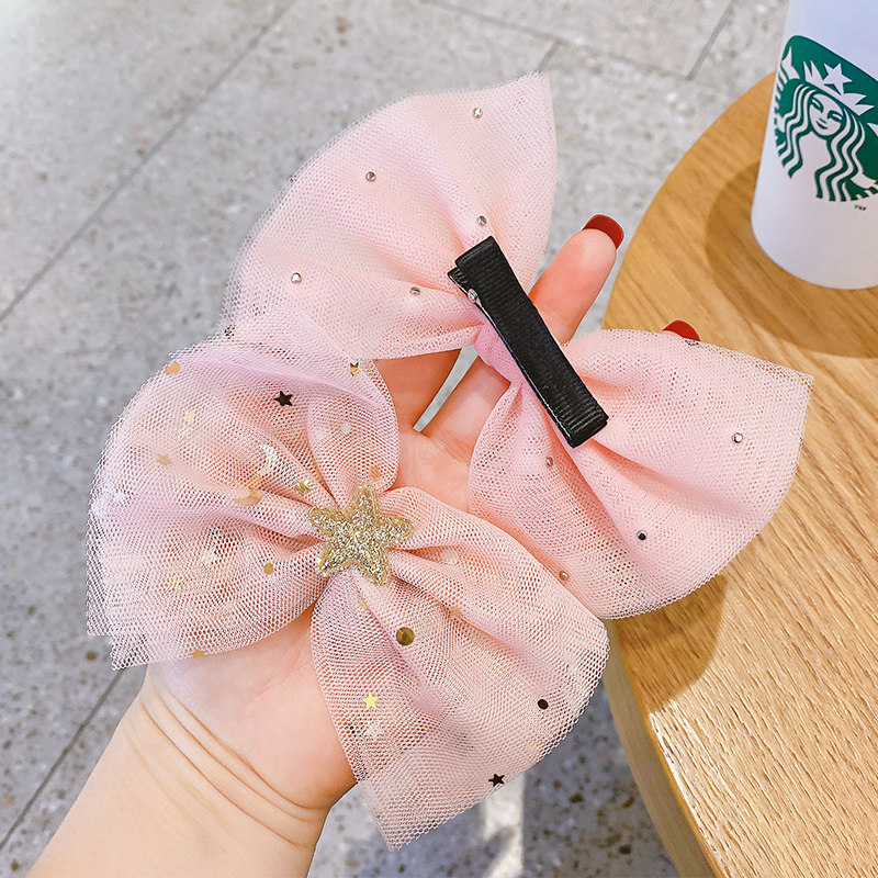 韩国网纱蝴蝶结儿童发夹可爱公主发饰小女孩侧边夹刘海夹超仙头饰