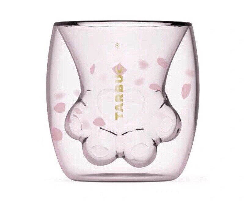猫爪双层樱花玻璃杯猫抓呗杯网红女朋友礼物水杯马克杯