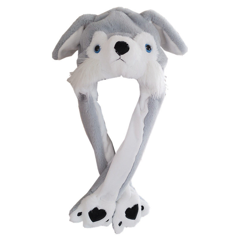 帽子哈士奇耳朵会动发光狗头二哈搞怪ktv酒吧帽子