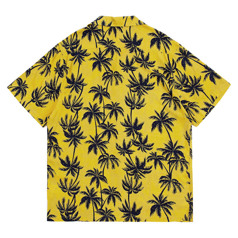 bigforsam夏威夷椰子树短袖衬衫复古东南亚海滩衬衫