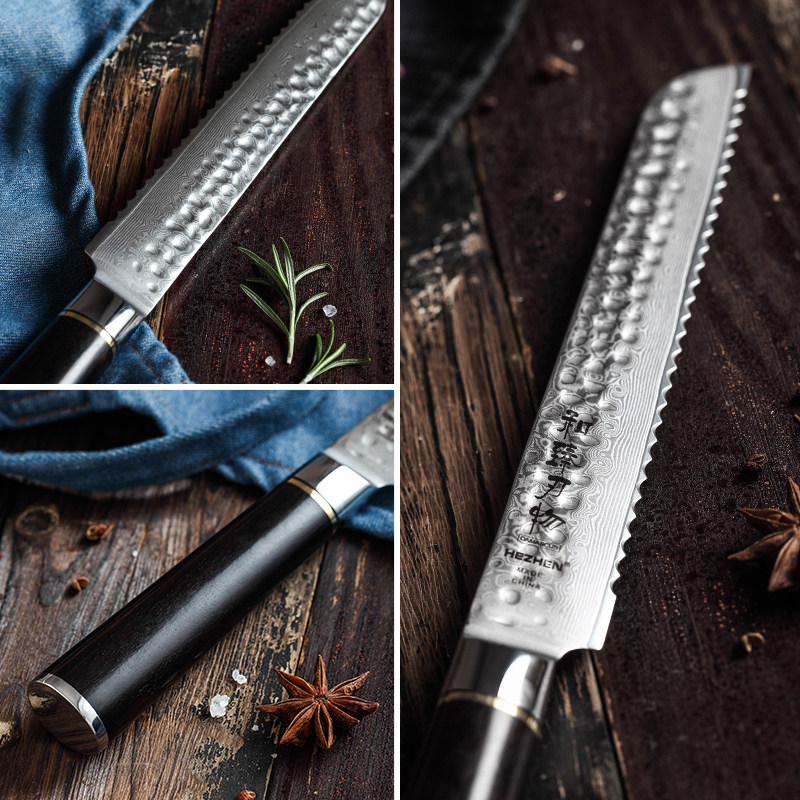 面包和臻大马士革8英寸锯齿烘焙用刀蛋糕刀面切片菜刀