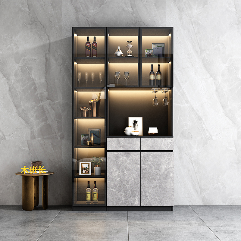 轻奢玻璃门餐边柜酒柜一体靠墙家用客厅现代简约储物柜酒柜