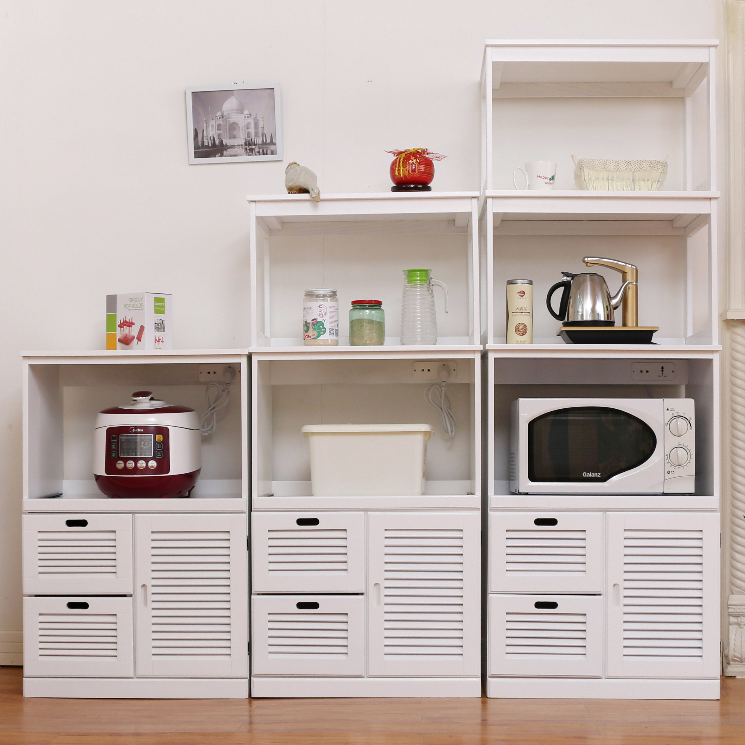 餐边柜实木现代简约厨房柜子微波炉柜多功能边柜客厅茶水柜置物架