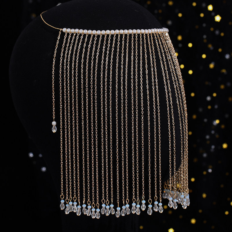 汉服面帘古风遮脸头饰超仙珍珠流苏古装配饰发饰