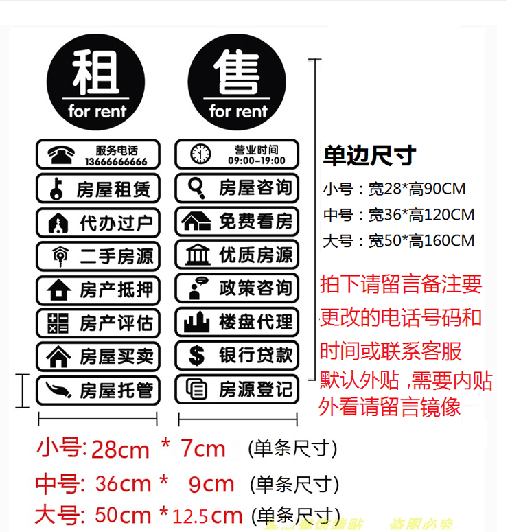 贴纸二手房房产中介租售店面门贴橱窗装饰装饰布布置墙贴