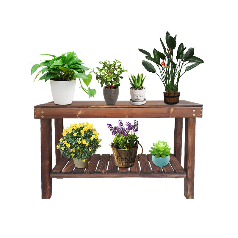 防腐实木花架双层定制碳化木凳多长方形鞋架客厅花架