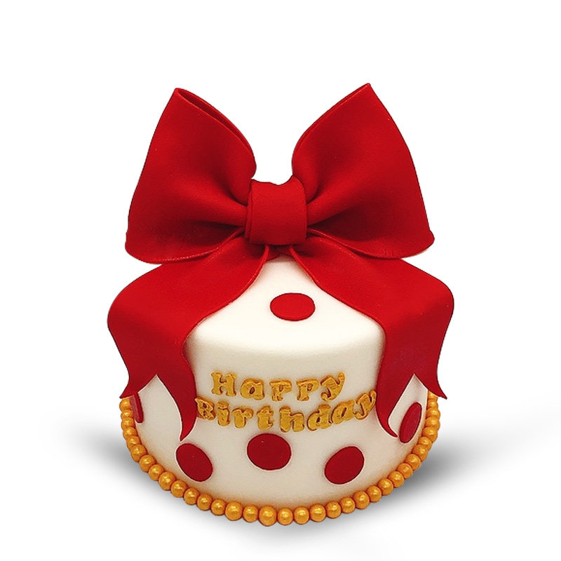 cakeboss红色蝴蝶结轻奢网红半翻生日节日蛋糕北京生日