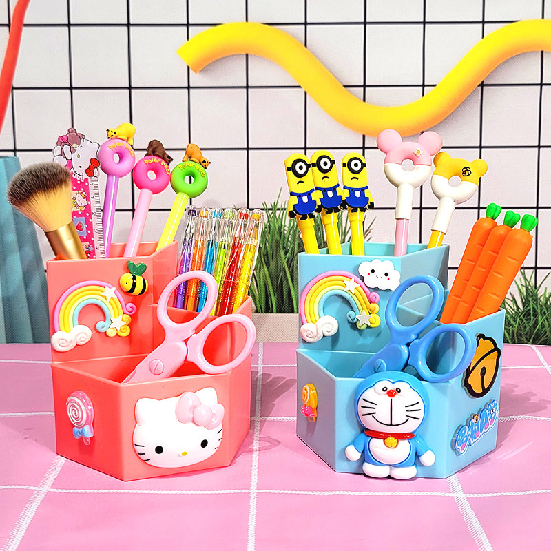 卡通笔筒收纳桌面多功能可爱少女心创创意时尚笔筒