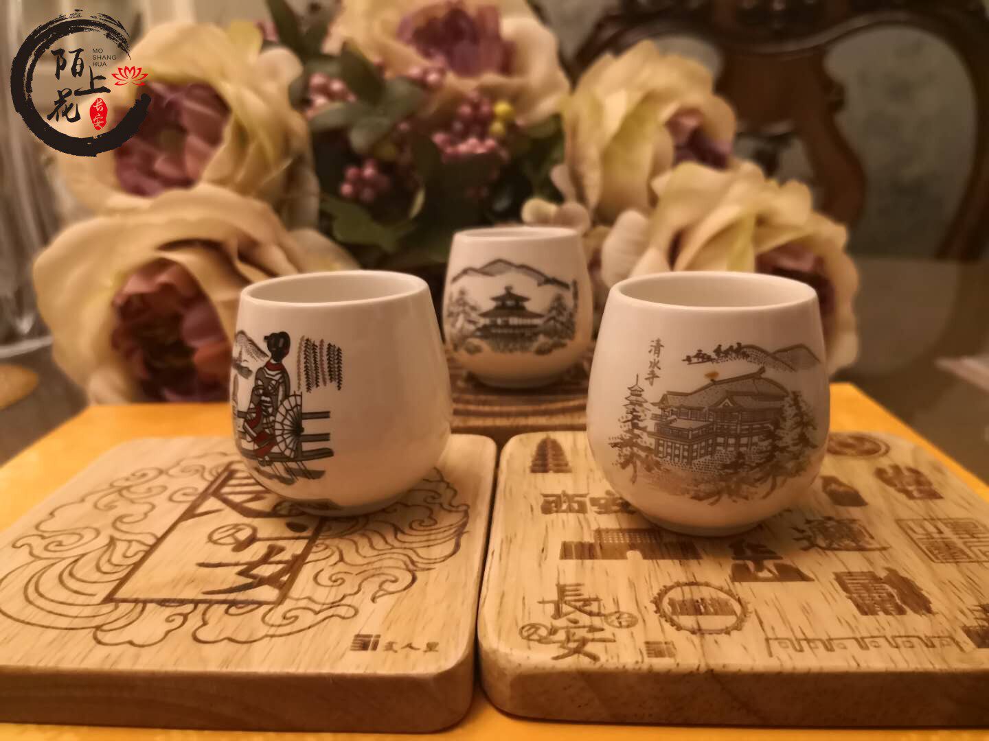 西安旅游文创纪念品陕西特色民俗创意长安木制雕刻杯垫