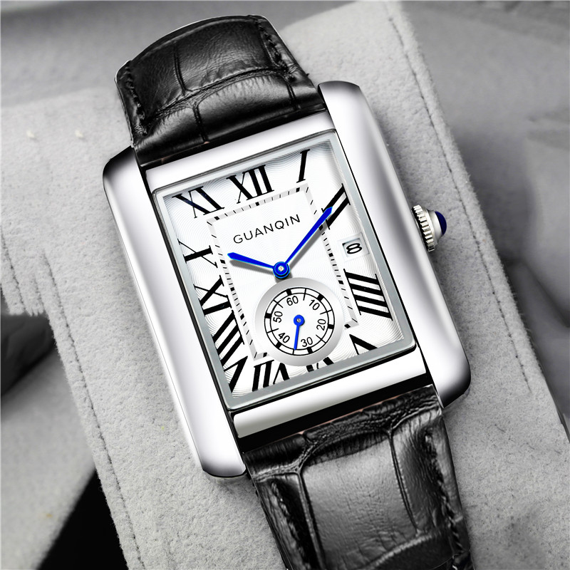 瑞士冠琴蓝针酒桶全自动非机械长方形手表男皮带小方块型十大品牌