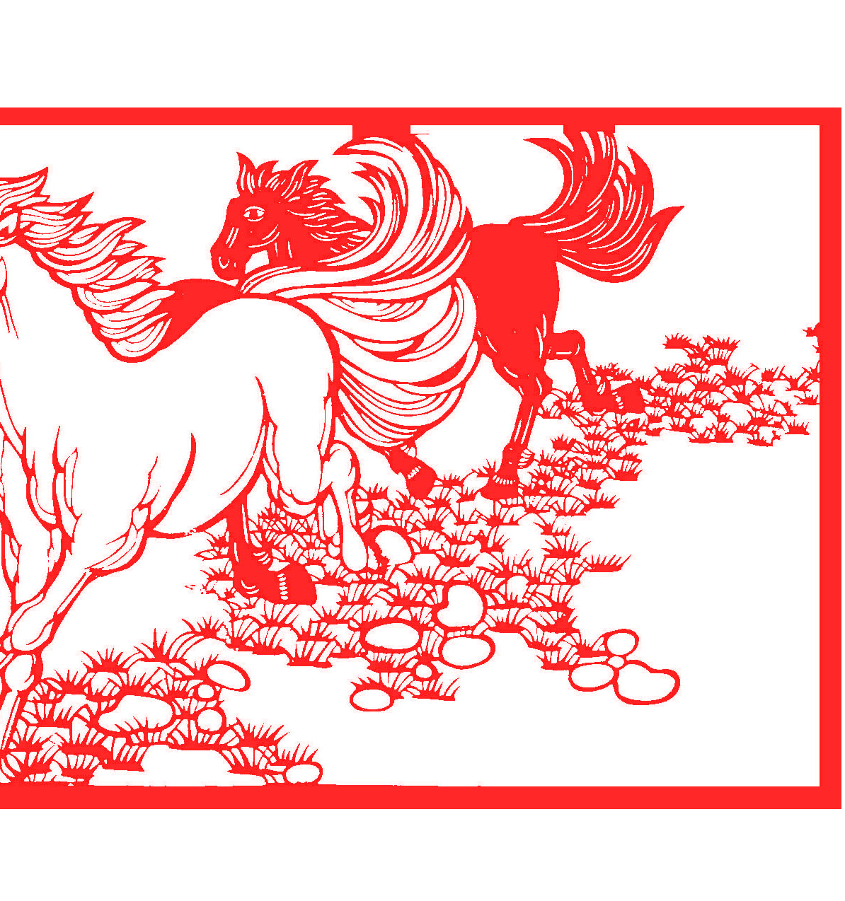 手工剪纸作品装饰画八骏图中国风镂空马到成功刻纸剪纸