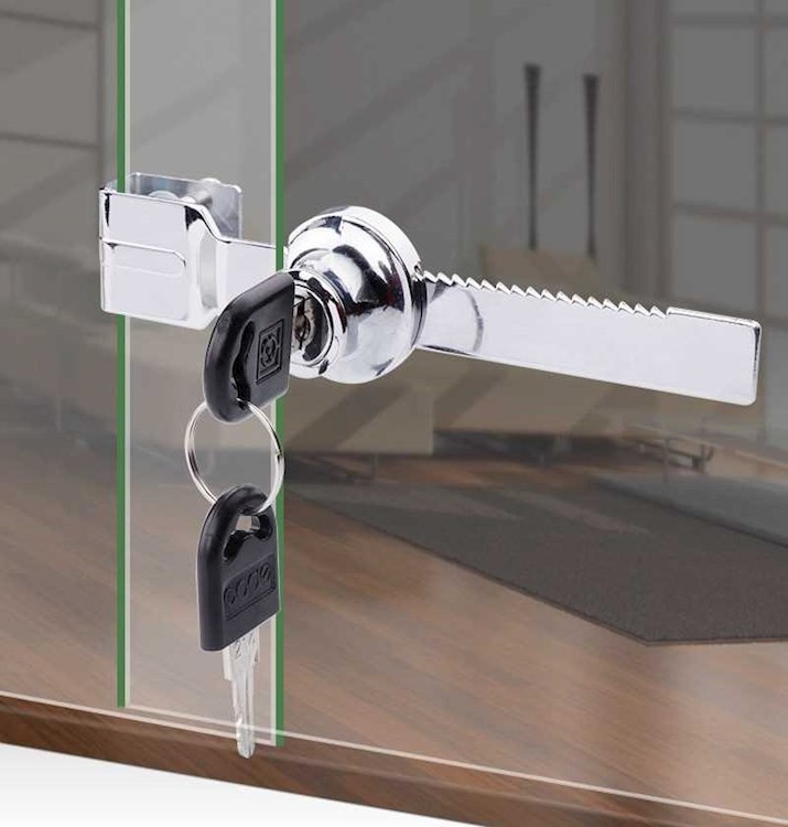 展示柜防盗锁打孔玻璃玻璃门门锁单门推拉门移门柜台家具锁