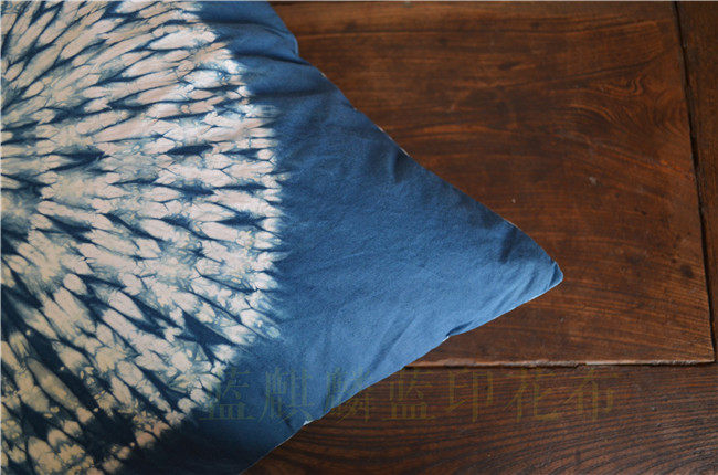 南通特产手工蓝麒麟蓝印印花布bluecalico艺术扎染靠垫