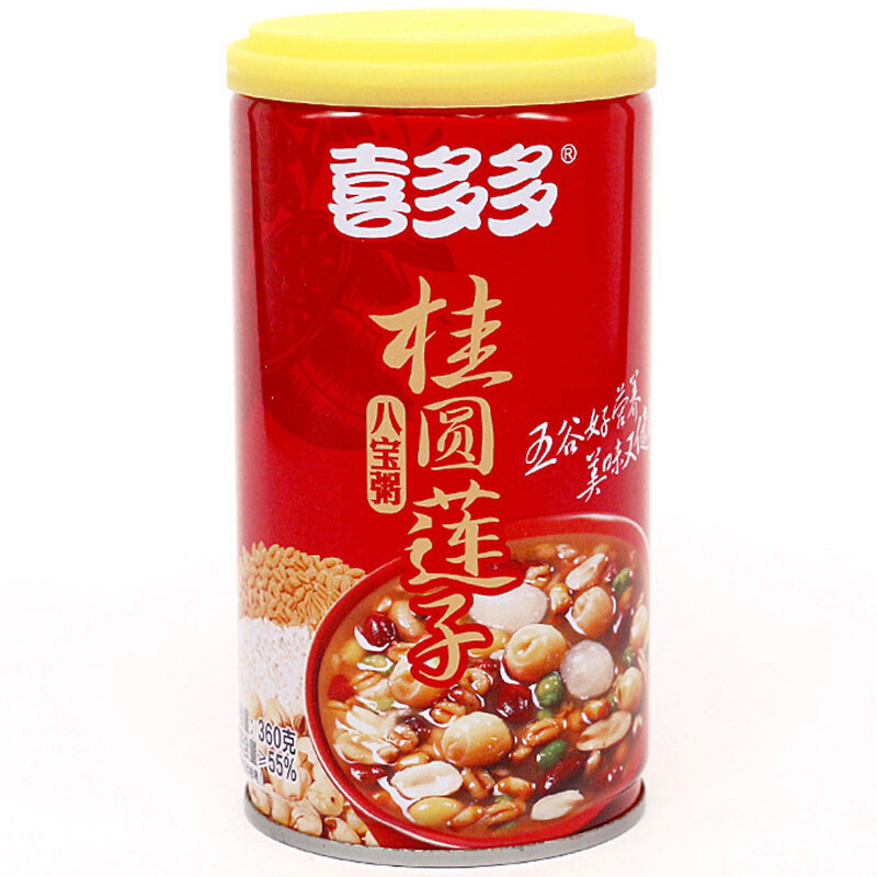 喜多多桂圆莲子八宝粥360g12罐整箱代餐夜宵粥速食粥开盖即食