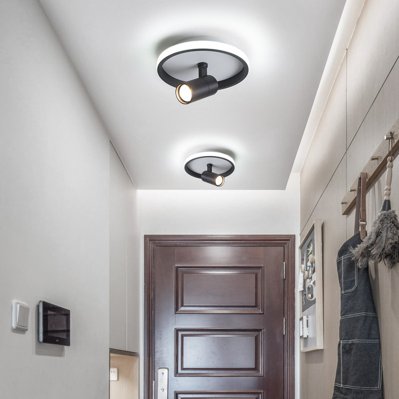 阳台台灯简约现代led圆盘灯带旋转射灯走廊厨卫