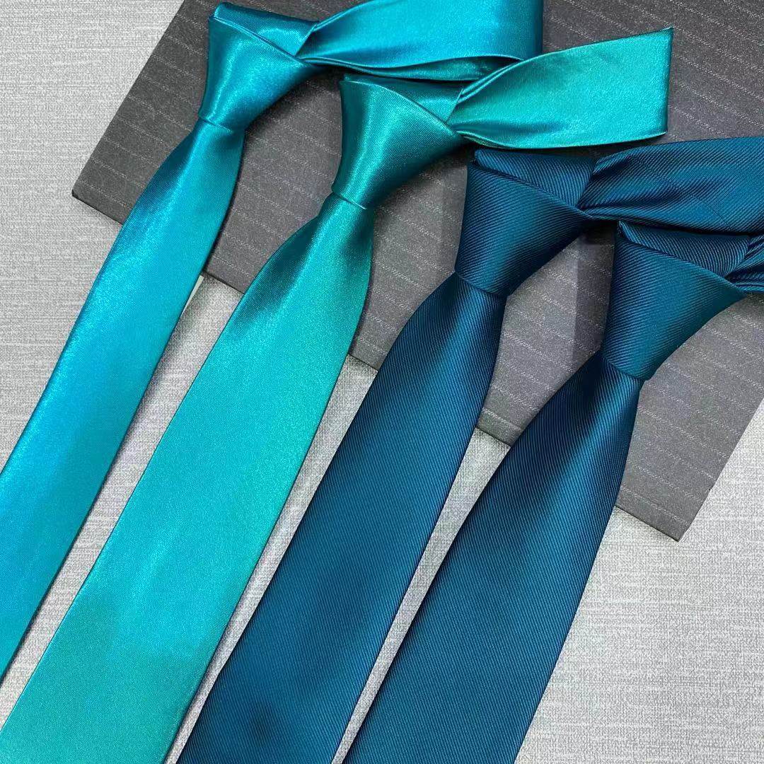 孔雀蓝绿绿色领带薄荷墨绿光面提花南韩丝正领带