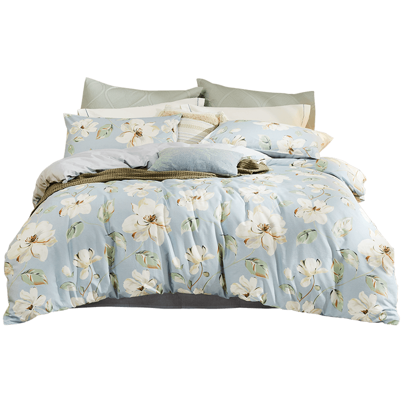 lovo乐蜗罗莱家纺三件件套床上用品全棉纯棉田园床单床品套件