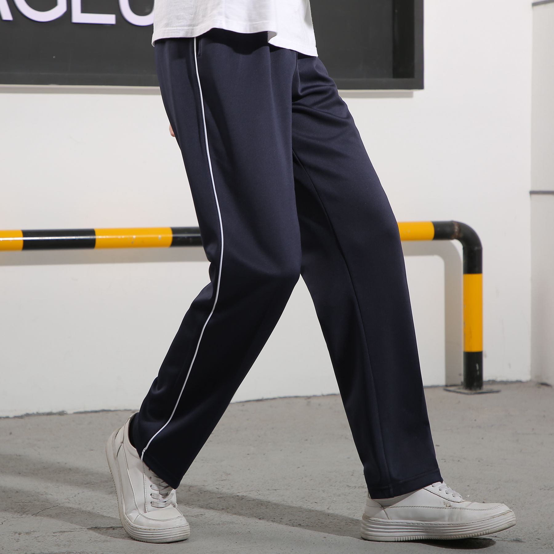 校服裤子一条杠直筒白边运动长裤初中中高中学生运动长裤