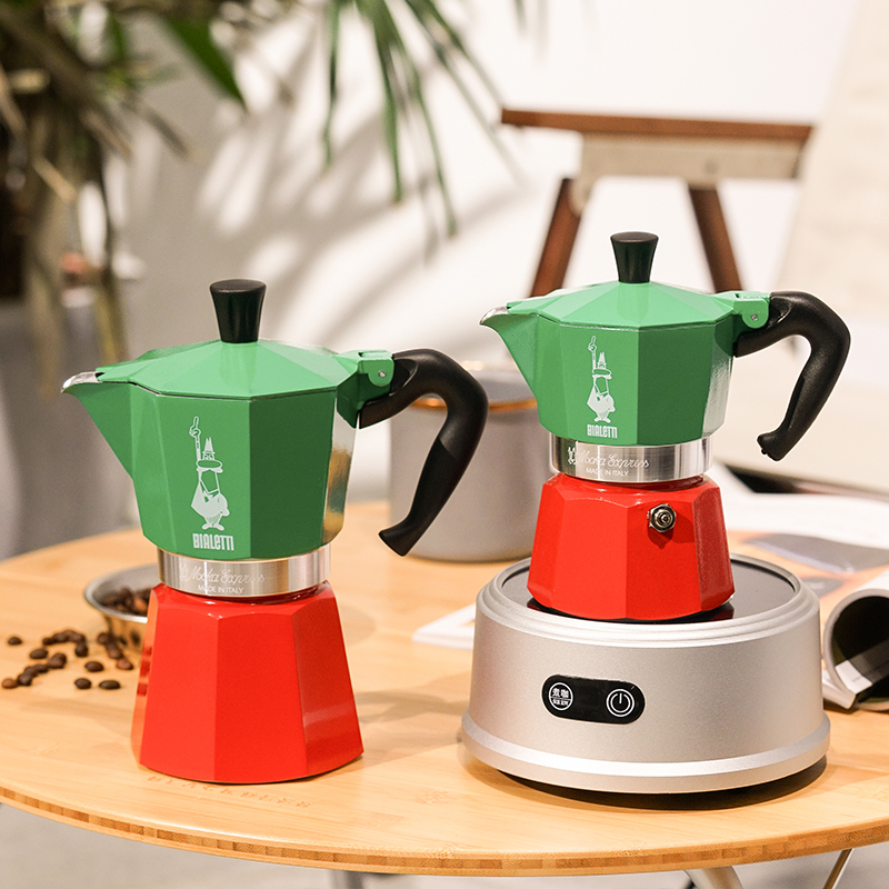 bialetti比乐蒂摩卡卡壶意大利三色进口家用咖啡壶器具咖啡壶