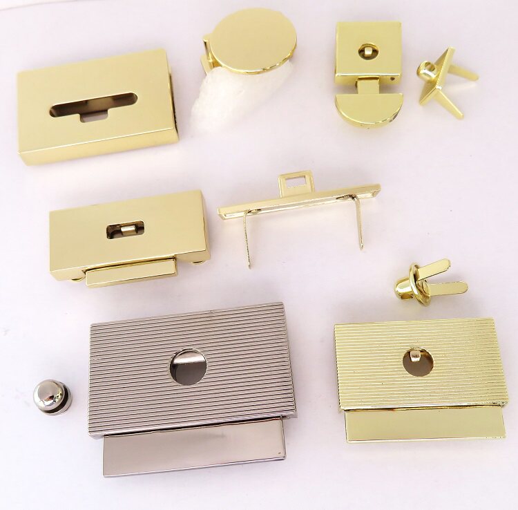 卡子包邮女包五金配件圆盘活页锁扣银白金色长方扣