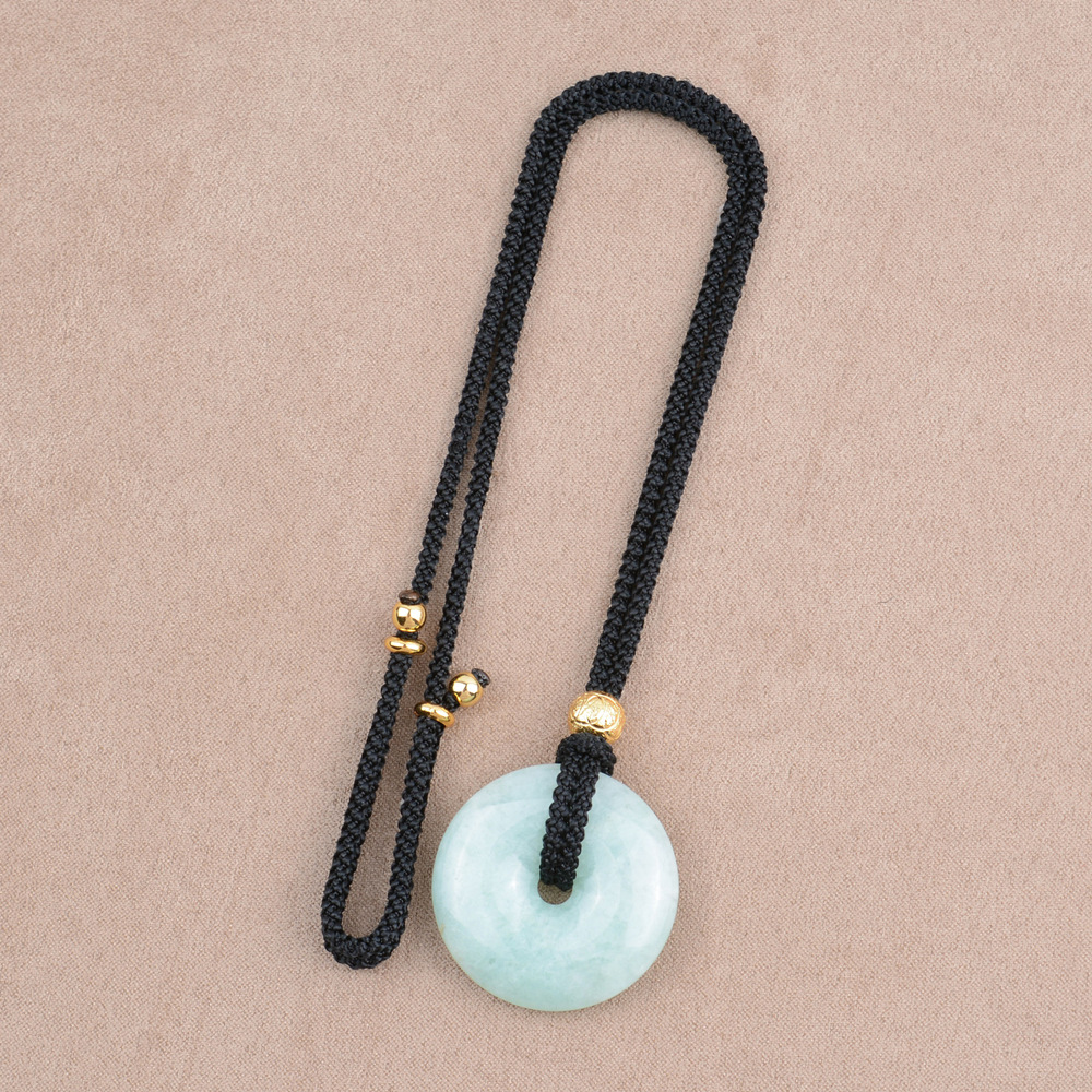 黄金蜜蜡玉平平安扣挂绳男女款儿童沙金手工编织绳