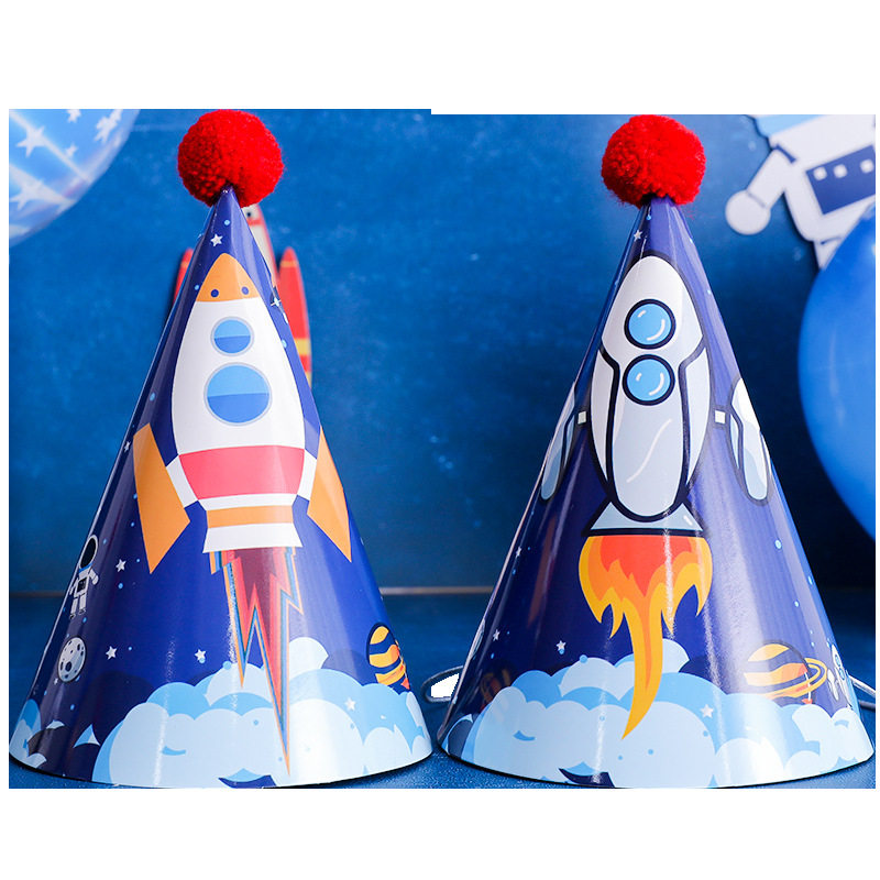 男孩生日装饰品宇航员太空星球主题派对帽子儿童节日装扮用品