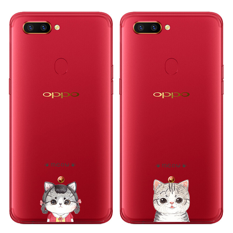 oppor11s手机壳r15 9狗年女款 套星幕新年限量版 红色y85露漏狗透明
